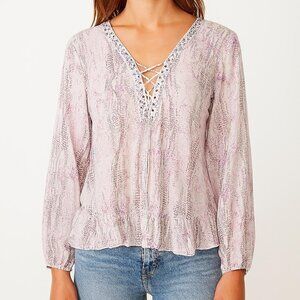 Zadig & Voltaire Tiny Pattern Cotton Blouse Purple White Size Medium runs Large